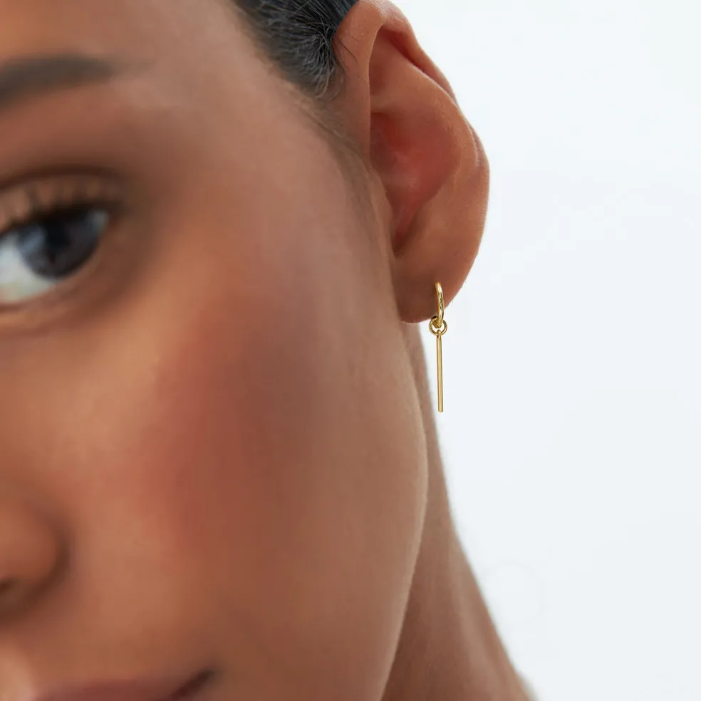 14k Solid Bar Hoop Charm