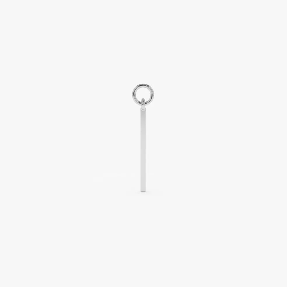 14k Solid Bar Hoop Charm
