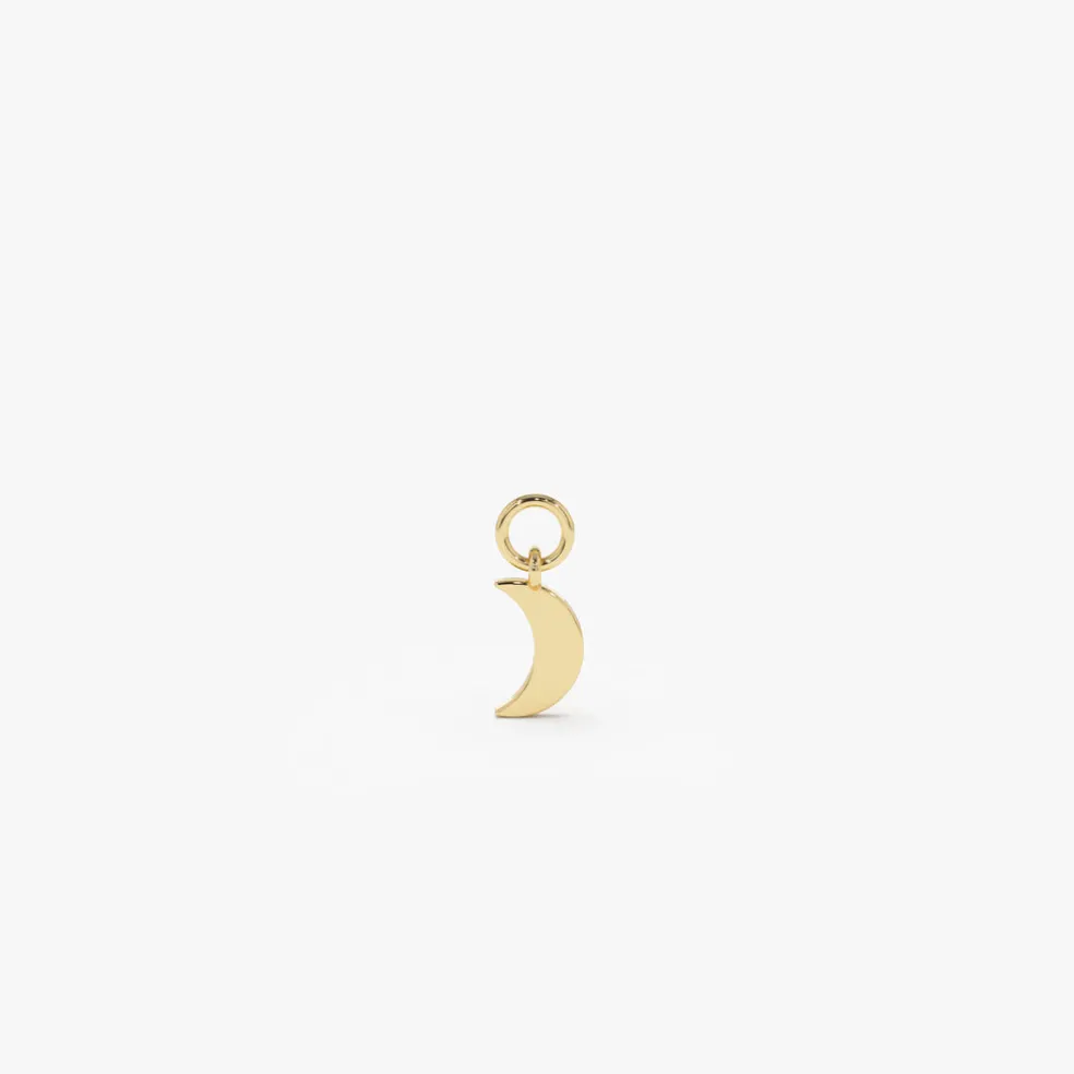 14k Solid Crescent Hoop Charm