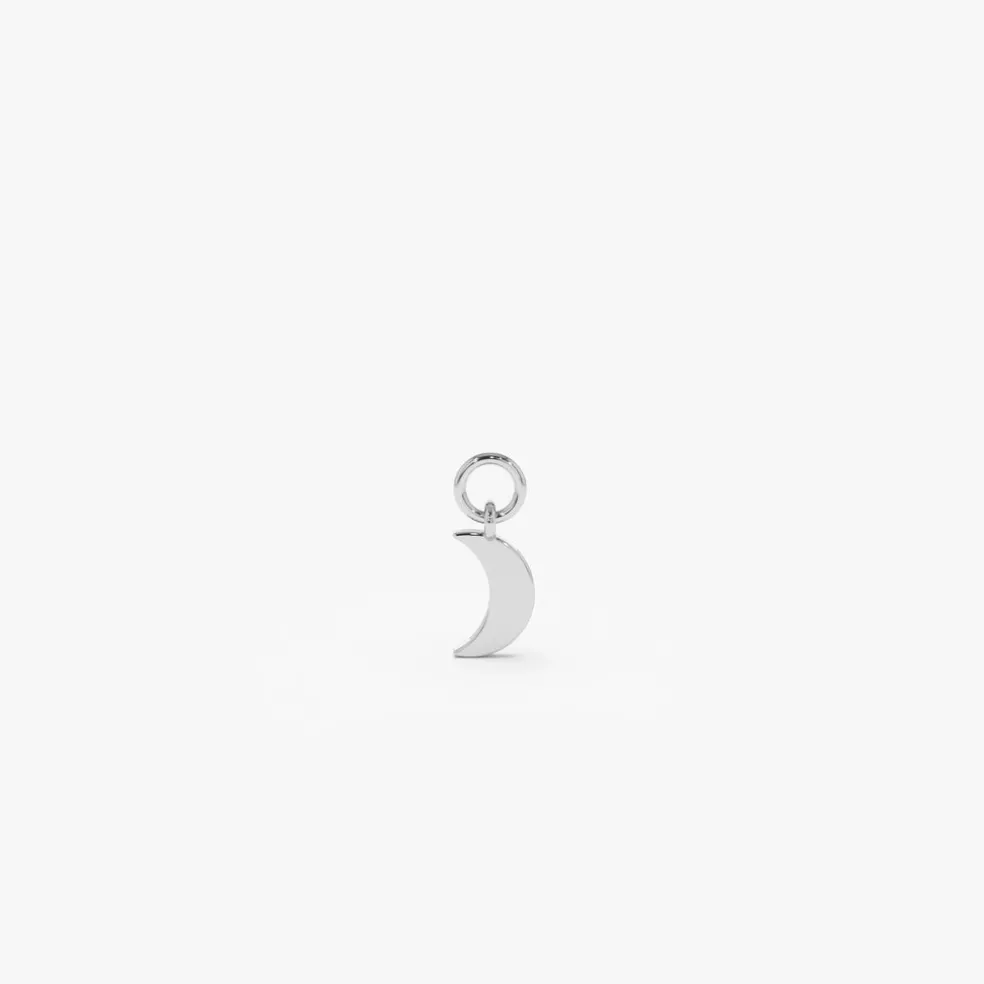 14k Solid Crescent Hoop Charm