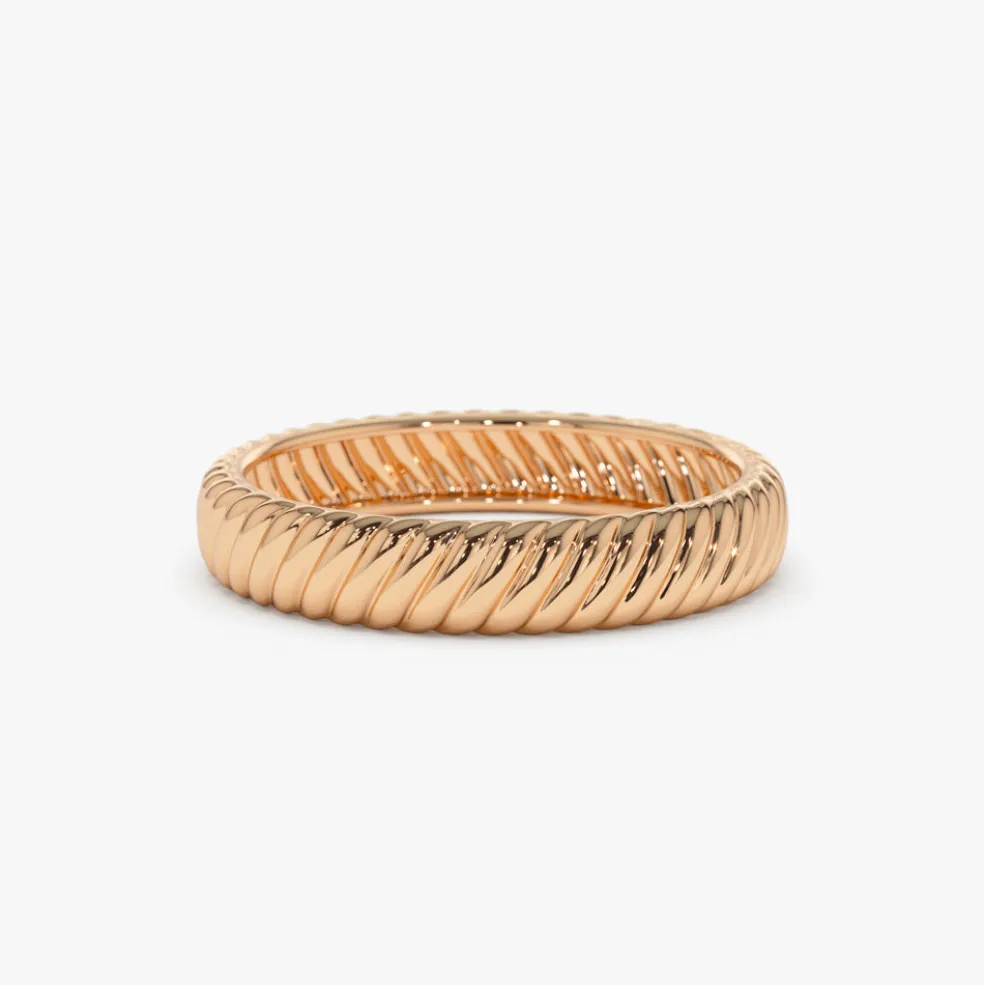 14k Solid Dome Croissant Ring
