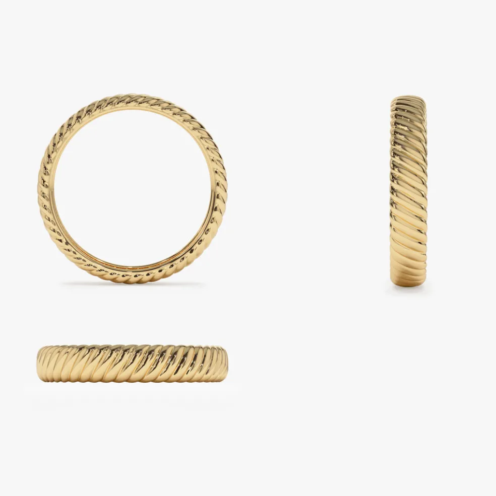14k Solid Dome Croissant Ring