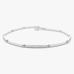 14k Solid Gold & Pave Diamond Bar Bracelet