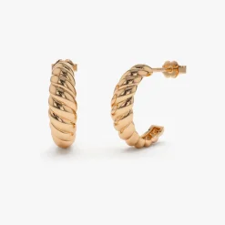 14k Solid Gold Croissant Earrings
