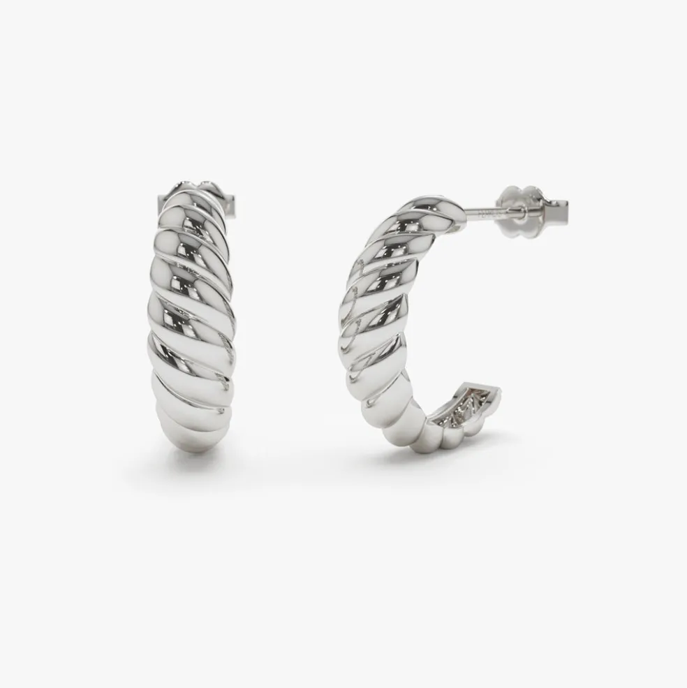 14k Solid Gold Croissant Earrings