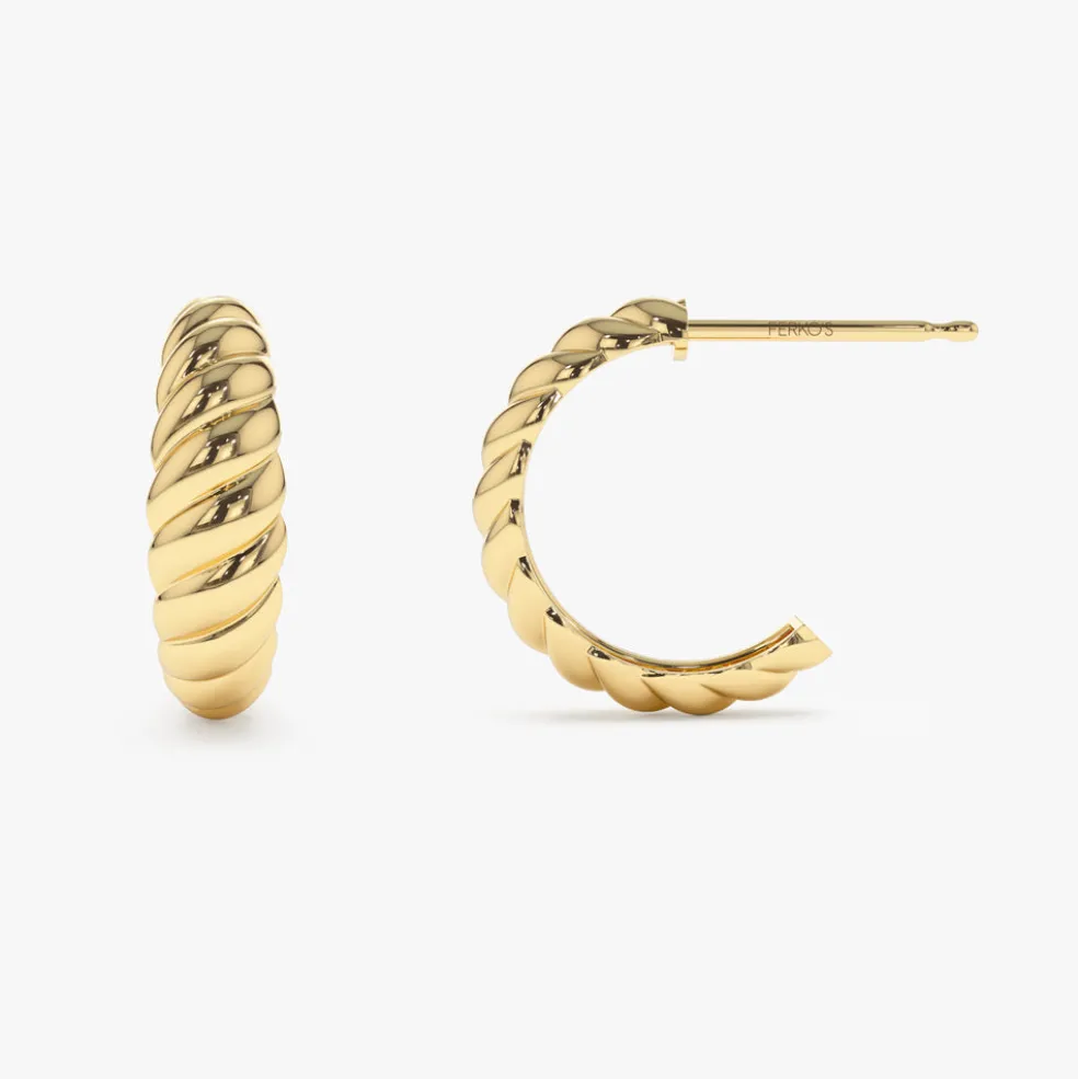 14k Solid Gold Croissant Earrings