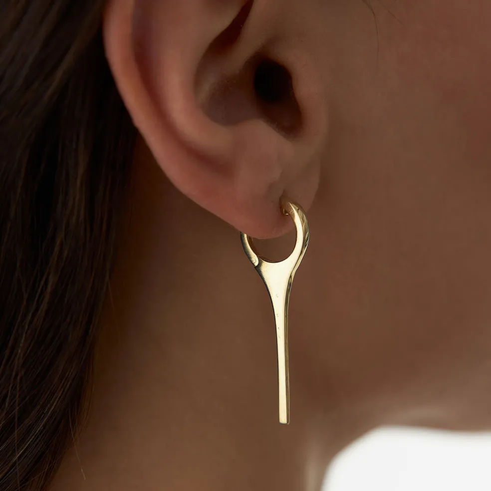 14k Solid Gold Dagger Earrings