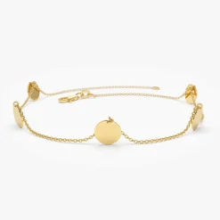 14K Solid Gold Dangle Disc Bracelet
