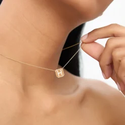 14k Solid Gold Diamond Letter Necklace