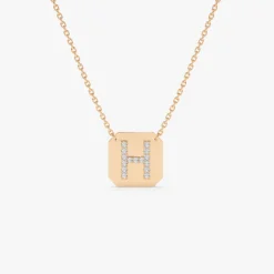 14k Solid Gold Diamond Letter Necklace