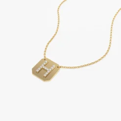 14k Solid Gold Diamond Letter Necklace