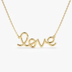 14k Solid Gold Love Necklace