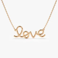 14k Solid Gold Love Necklace