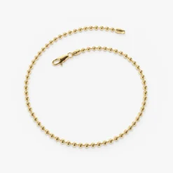 14K Solid Gold 2MM Bead Chain Bracelet