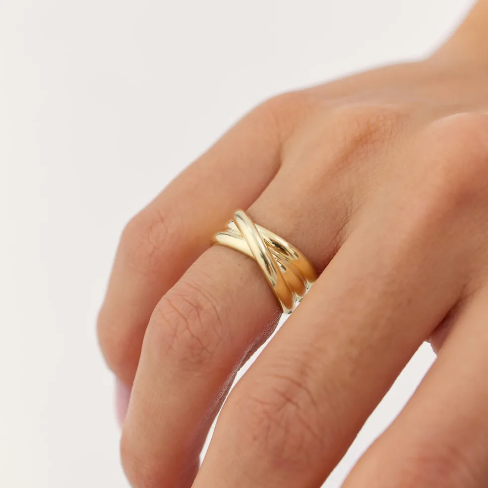 14k Solid Gold Multi-strand Crossover Ring