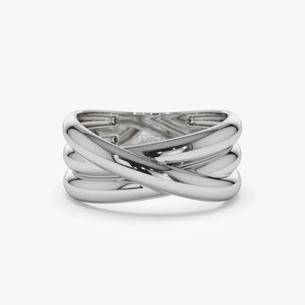 14k Solid Gold Multi-strand Crossover Ring