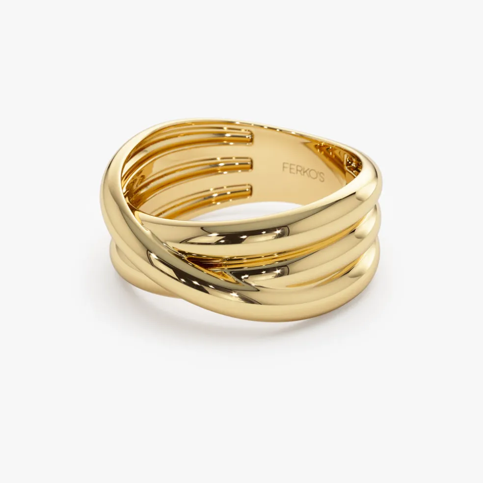 14k Solid Gold Multi-strand Crossover Ring