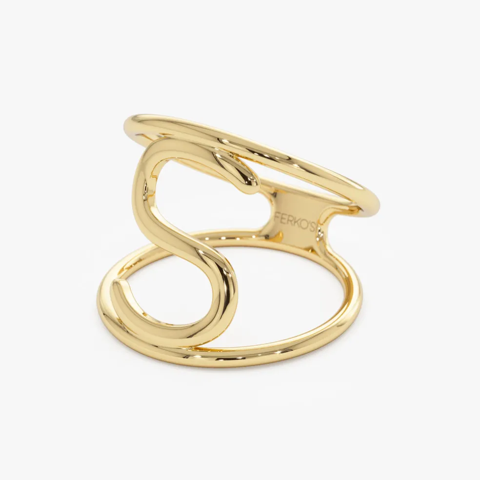 14K Solid Gold Personalized Initial Ring