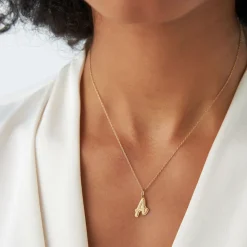 14K Solid Gold Script Font Initial Layered 3D Necklace