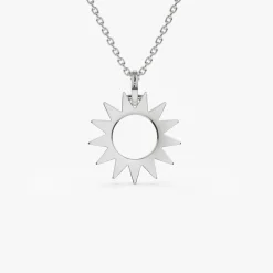 14k Solid Gold Sun Pendant Necklace
