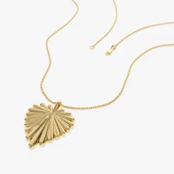 14K Solid Gold Sunburst Heart Necklace