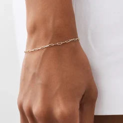 14k Solid Gold Tiny Paper Clip Link Bracelet