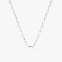 14k Solid Gold Tiny Paper Clip Link Necklace