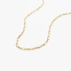14k Solid Gold Tiny Paper Clip Link Necklace