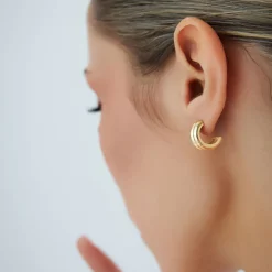 14k Solid Gold Twin C Hoops