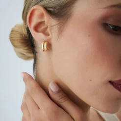 14k Solid Gold Twin C Hoops