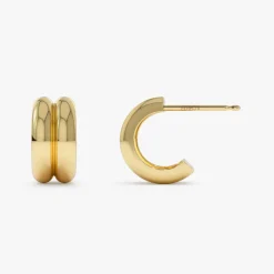 14k Solid Gold Twin C Hoops
