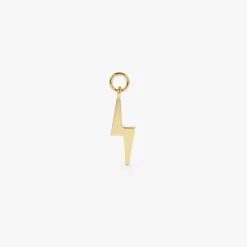 14k Solid Lightning Hoop Charm