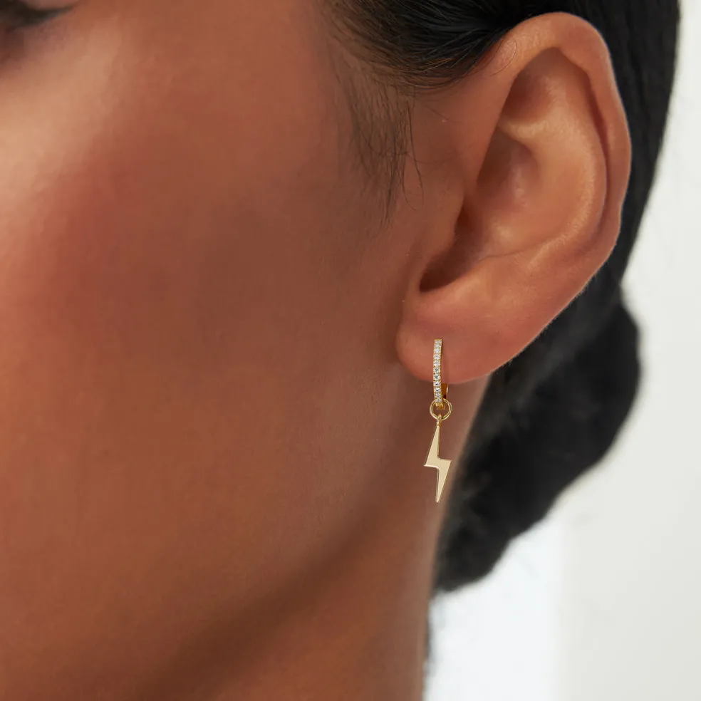 14k Solid Lightning Hoop Charm