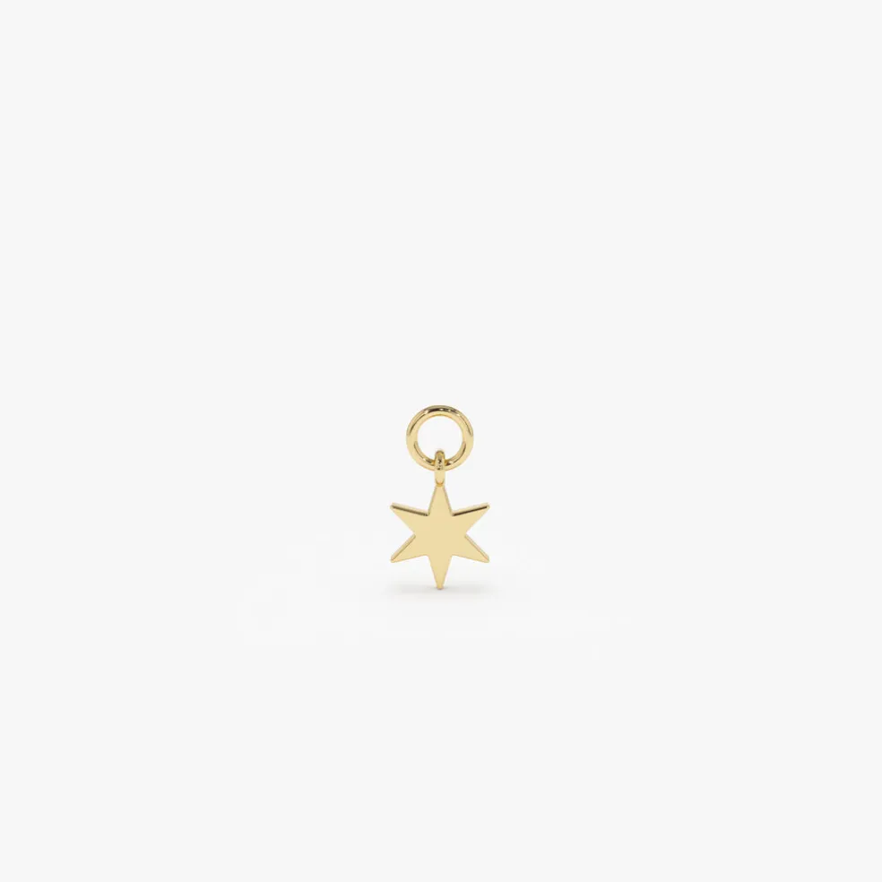 14k Solid Star Hoop Charm