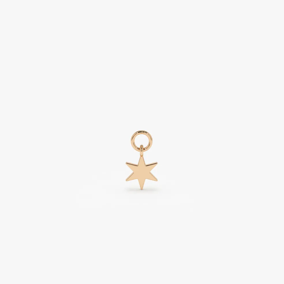 14k Solid Star Hoop Charm
