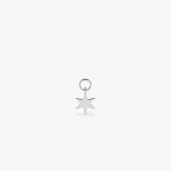 14k Solid Star Hoop Charm