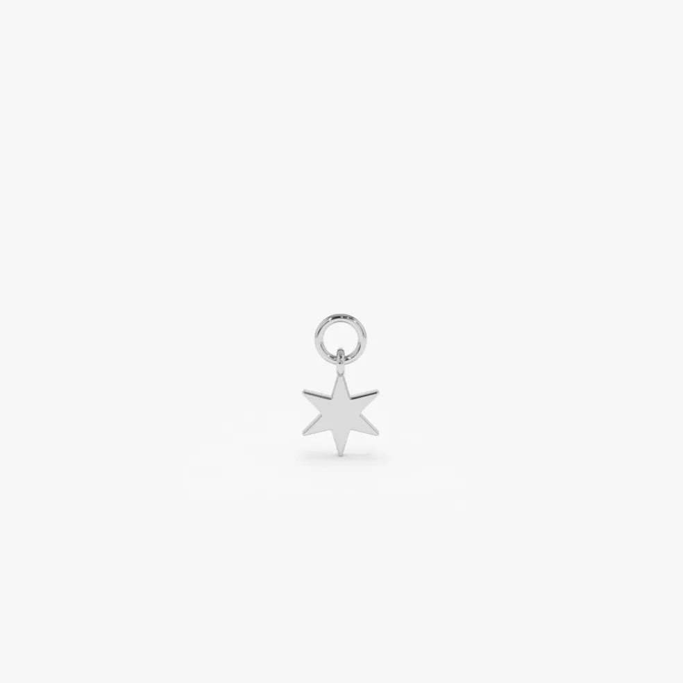 14k Solid Star Hoop Charm