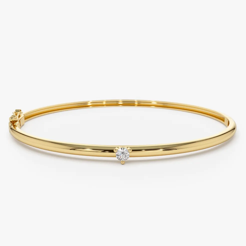 14k Solitaire Diamond Bangle Bracelet 0.10 - 0.30 ctw