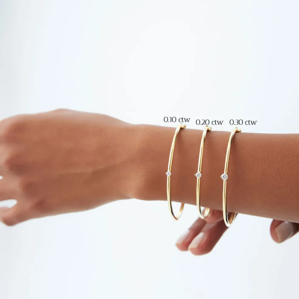 14k Solitaire Diamond Bangle Bracelet 0.10 - 0.30 ctw