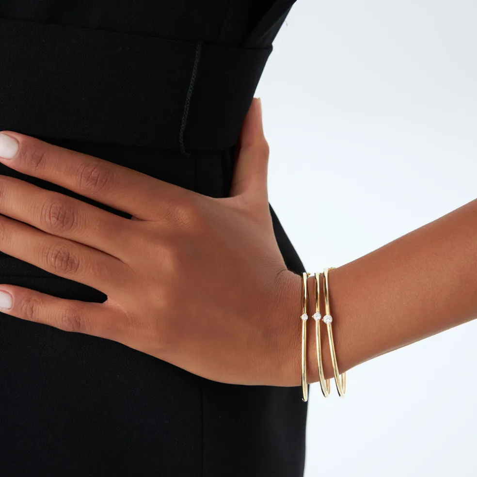 14k Solitaire Diamond Bangle Bracelet 0.10 - 0.30 ctw