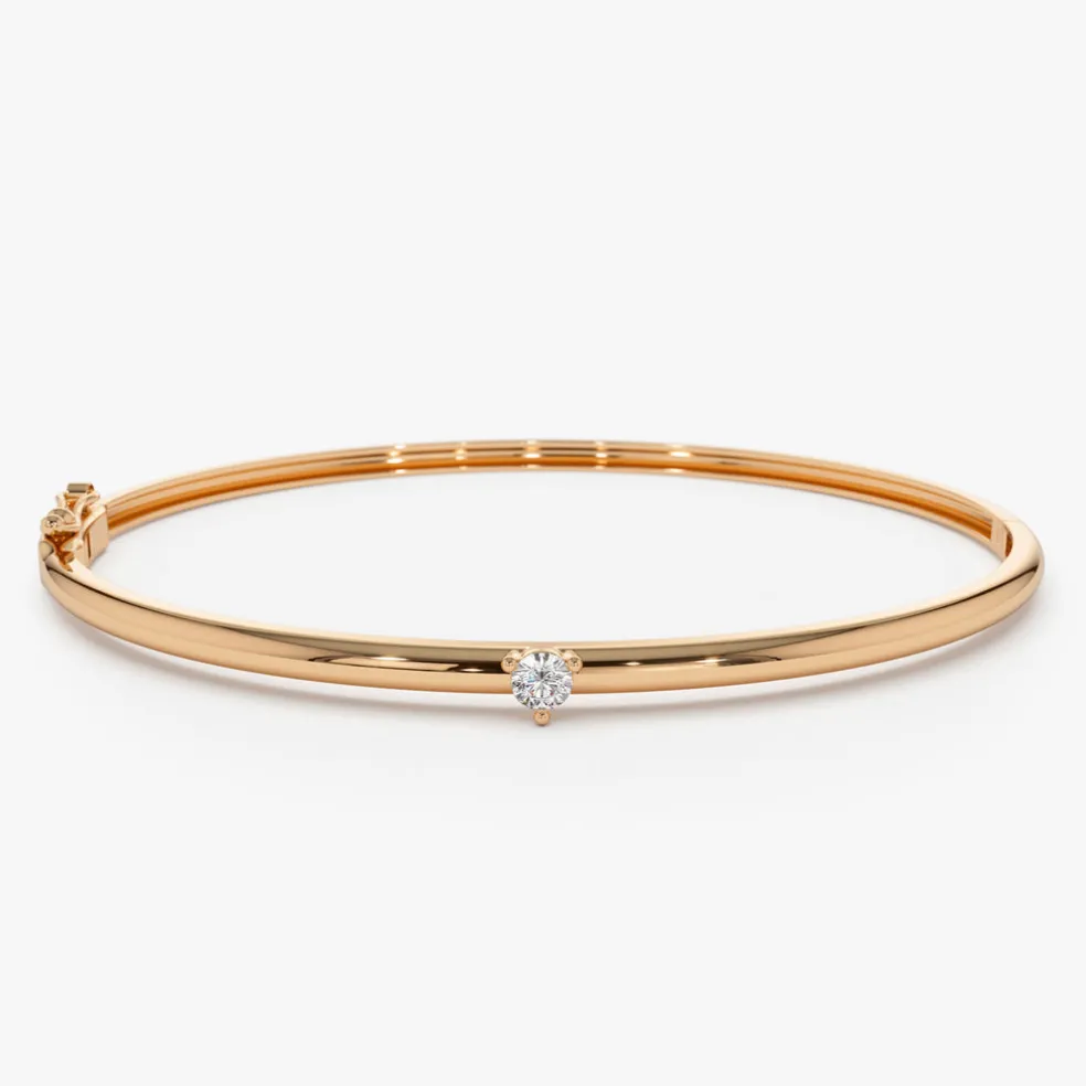 14k Solitaire Diamond Bangle Bracelet 0.10 - 0.30 ctw