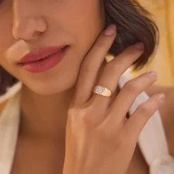 14k Square Illusion Setting Baguette Pinky Ring