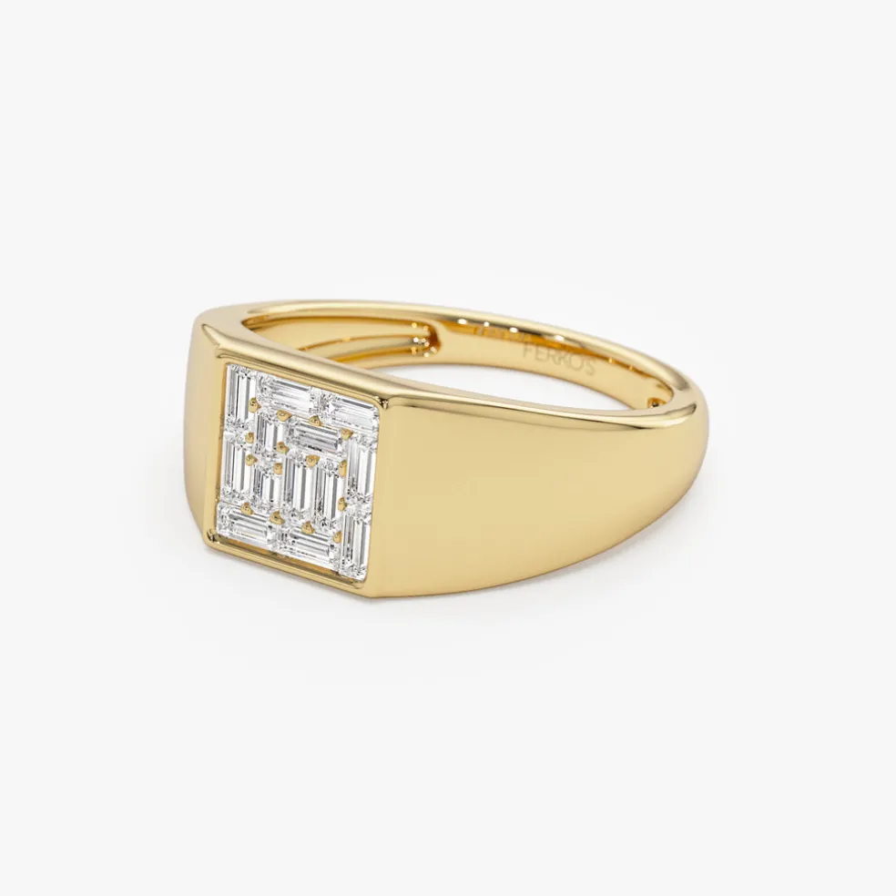 14k Square Illusion Setting Baguette Pinky Ring