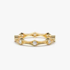 14k Stackable Arte Deco Diamond Wedding Band