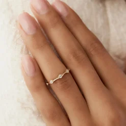 14k Stackable Arte Deco Diamond Wedding Band