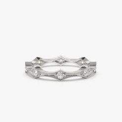 14k Stackable Arte Deco Diamond Wedding Band