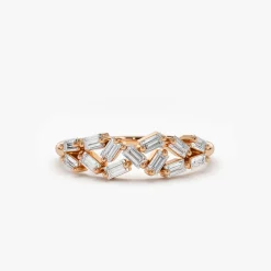 14K Stackable Baguette Diamond Cluster Ring