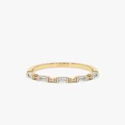 14k Stackable Dainty Baguette Diamond Ring