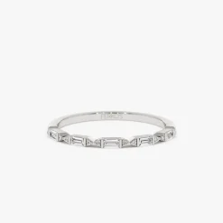14k Stackable Dainty Baguette Diamond Ring