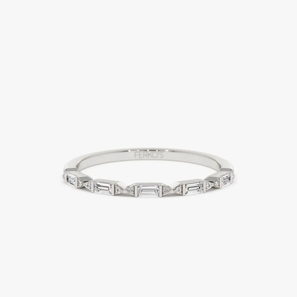 14k Stackable Dainty Baguette Diamond Ring